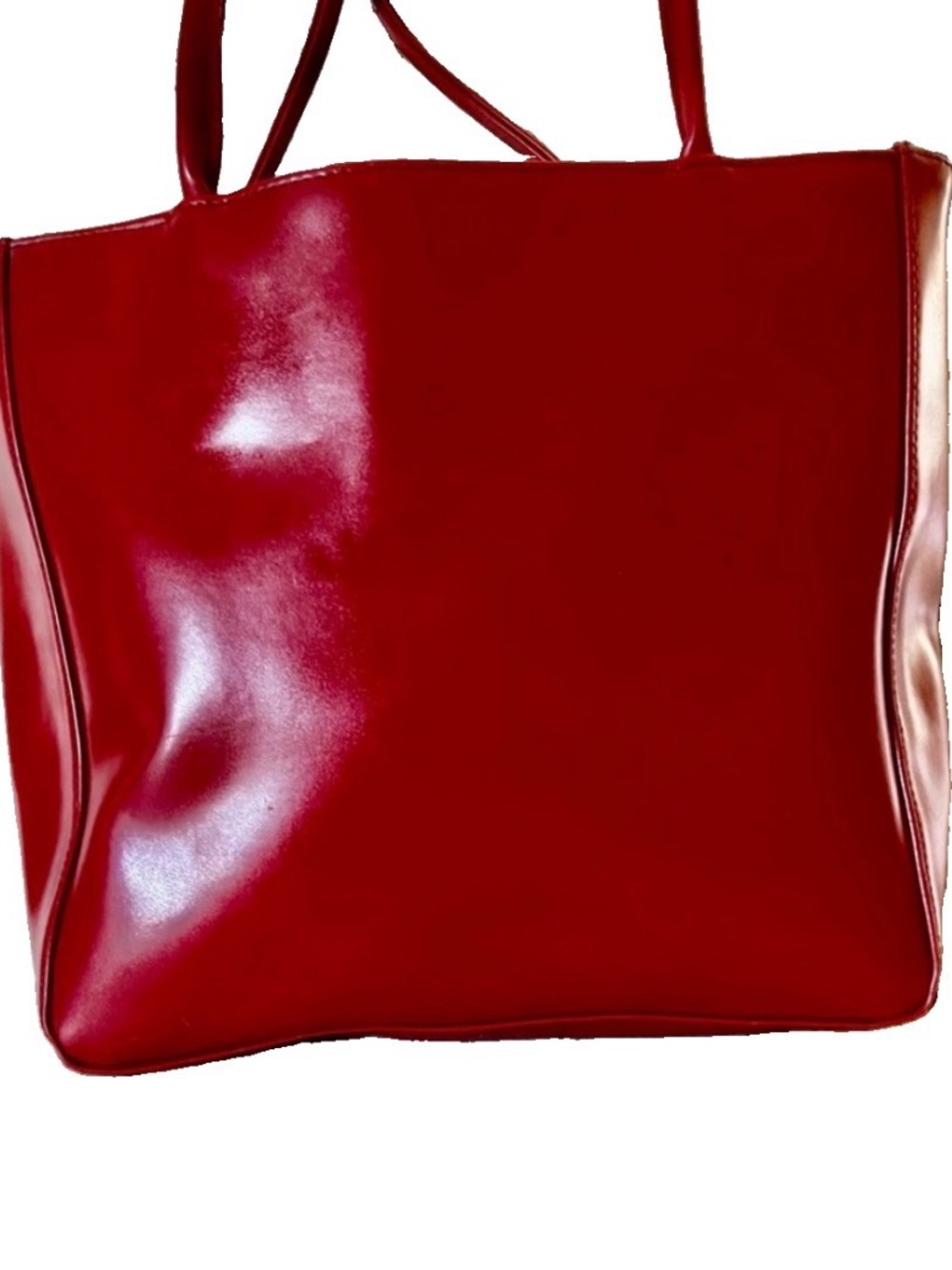 Glossy Red Estée Lauder Tote Sleek Vintage Shoulder Bag Pretty Chic High Shine
